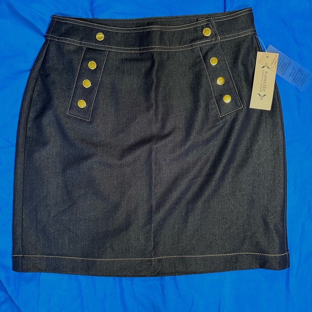 Nannette Black Skirt with Gold Button Details